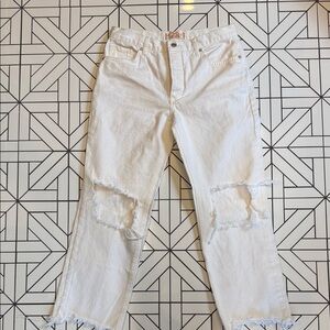 We The Free White Ripped Straight Leg Jeans